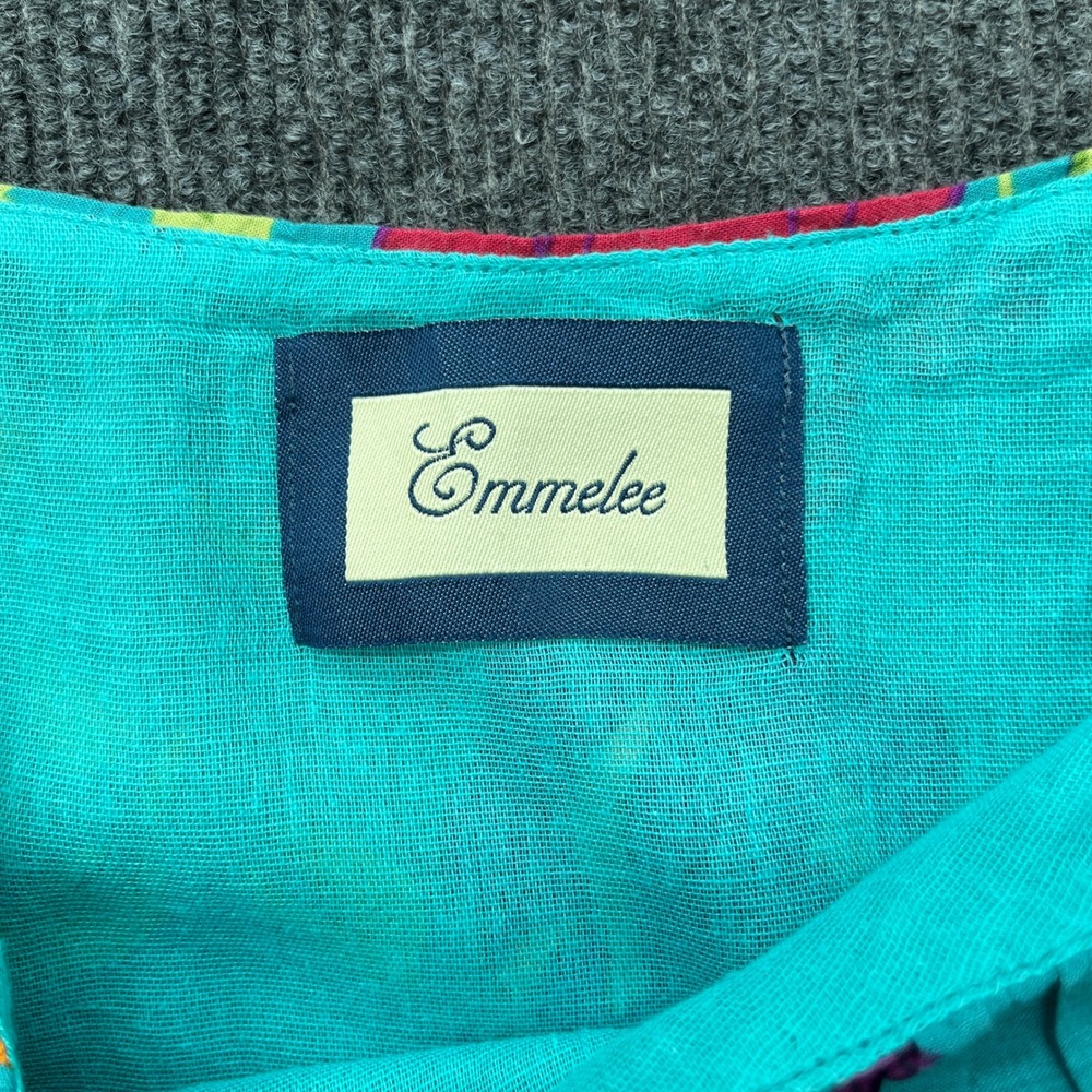 Emmelee Floral Sun Dress Turquoise Blue Ruffle Empire Waist Boho Summer Small - Picture 5 of 6